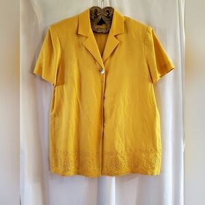 Cynthia Howie for Maggy Boutique Women's Linen Blend Jacket Size 14 Embroidered